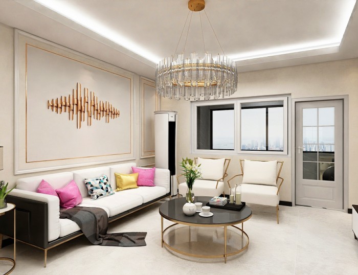 水發潤城汀園105㎡現代輕奢風格裝修效果圖